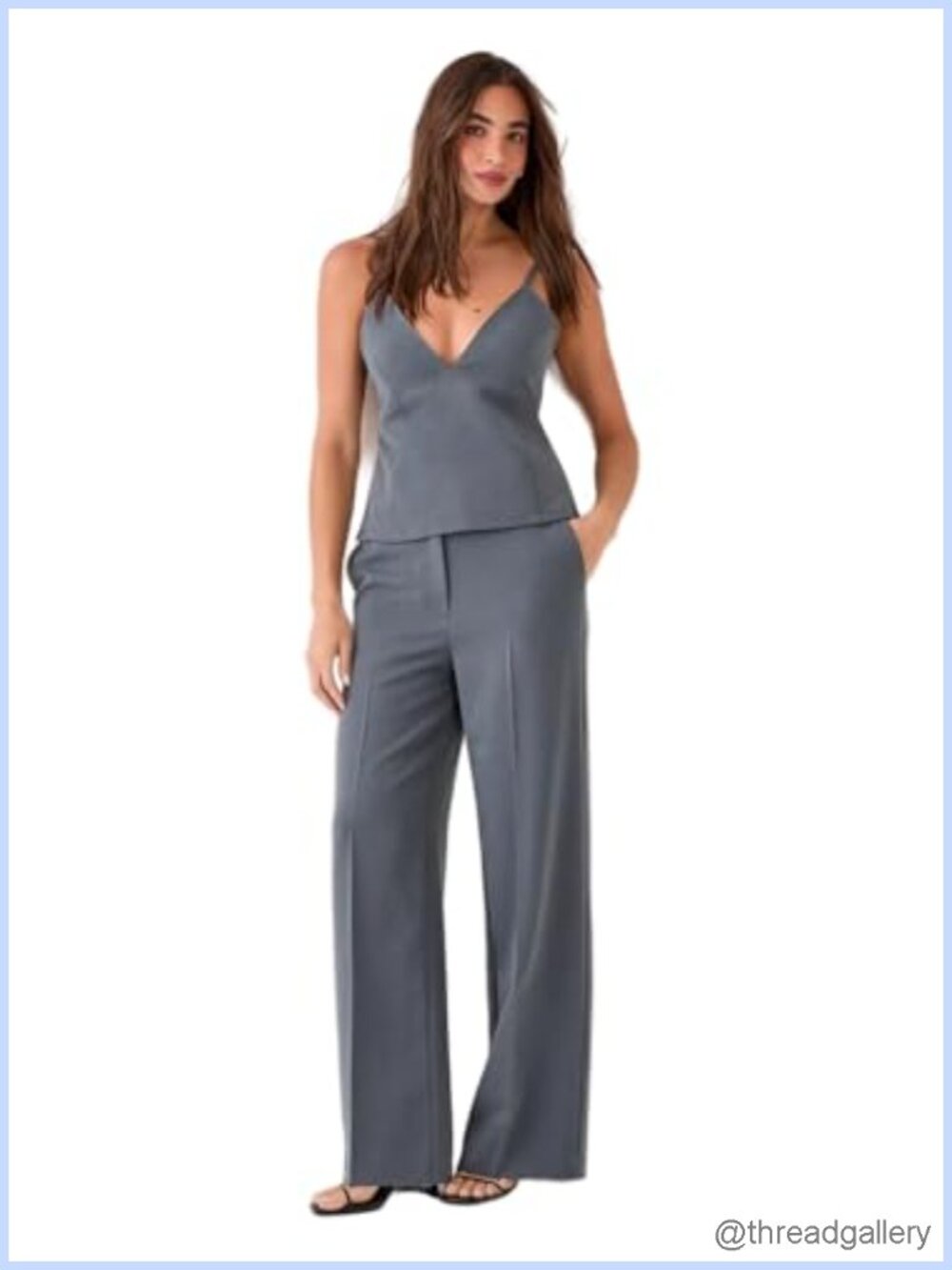 Straight Leg High Rise Tailored Pants with Buckle Detail